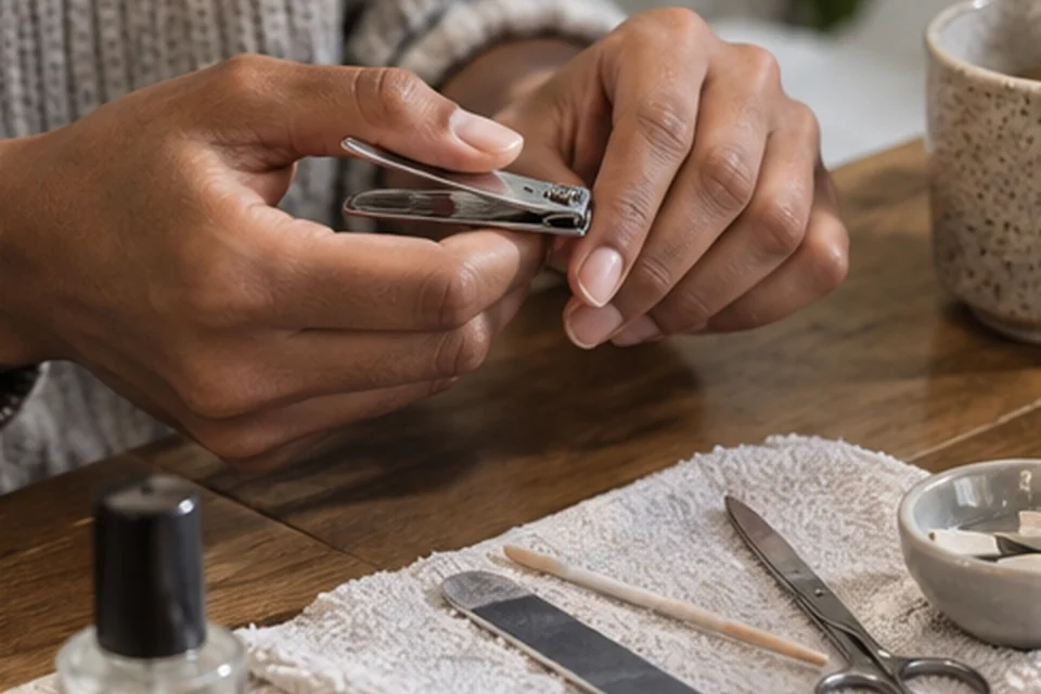 Everyday setting for at-home nail tools for weekly upkeep