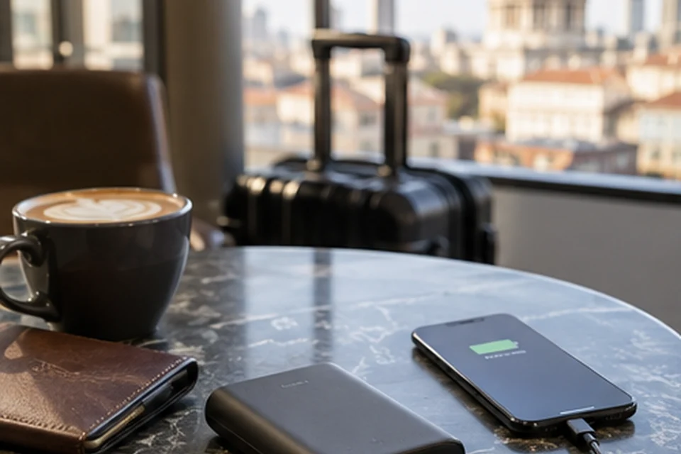 Everyday setting for portable chargers for a phone-heavy day