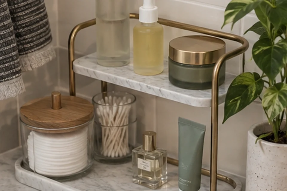 Everyday setting for skincare storage for small counters
