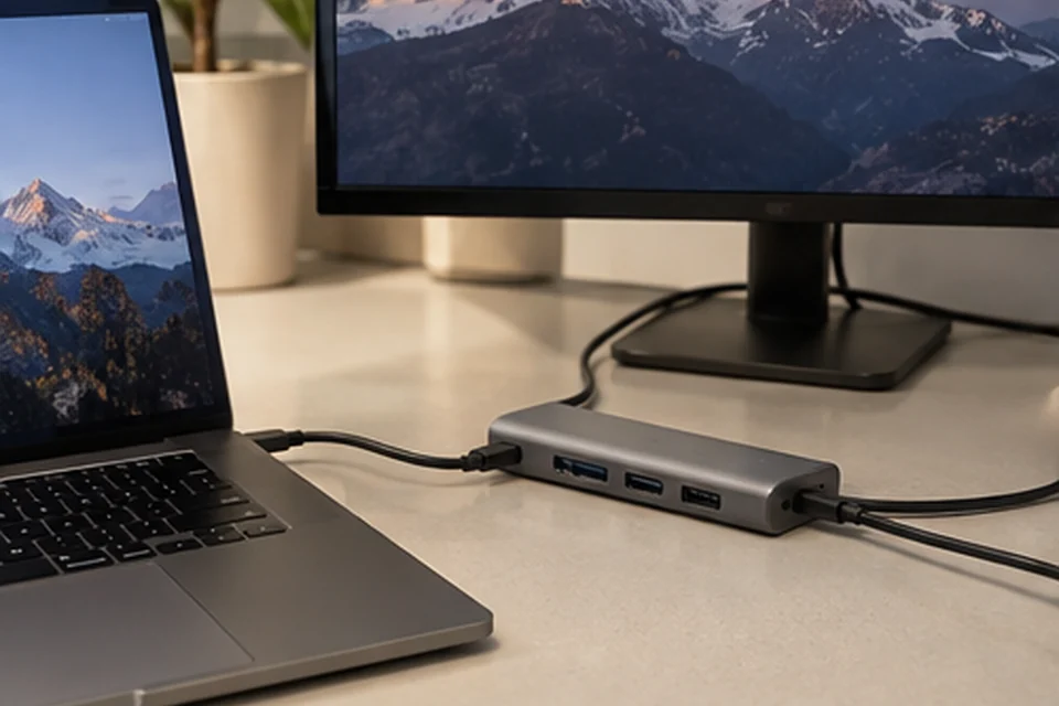 Everyday setting for usb-c hubs for laptop-only desks