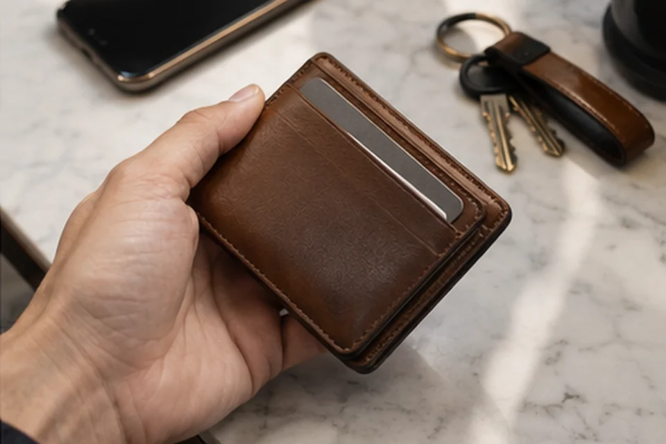 Everyday setting for wallets for minimal daily carry